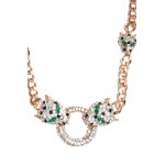 Pave Jaguar Crystal Emerald Eye Statement Necklace